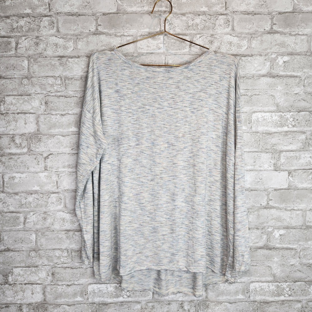J. Jill Top Long Sleeve Space Dye Pleated Back Flowy Casual Large Petite